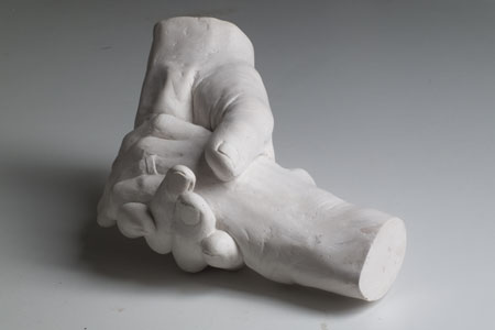Clasped Hands - a lifecast of two hands made in Dorset