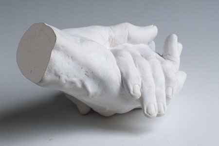 Clasped Hands - a lifecast of two hands made in Dorset