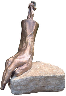 A Bodycasting of a hand and arm, cast into bronze